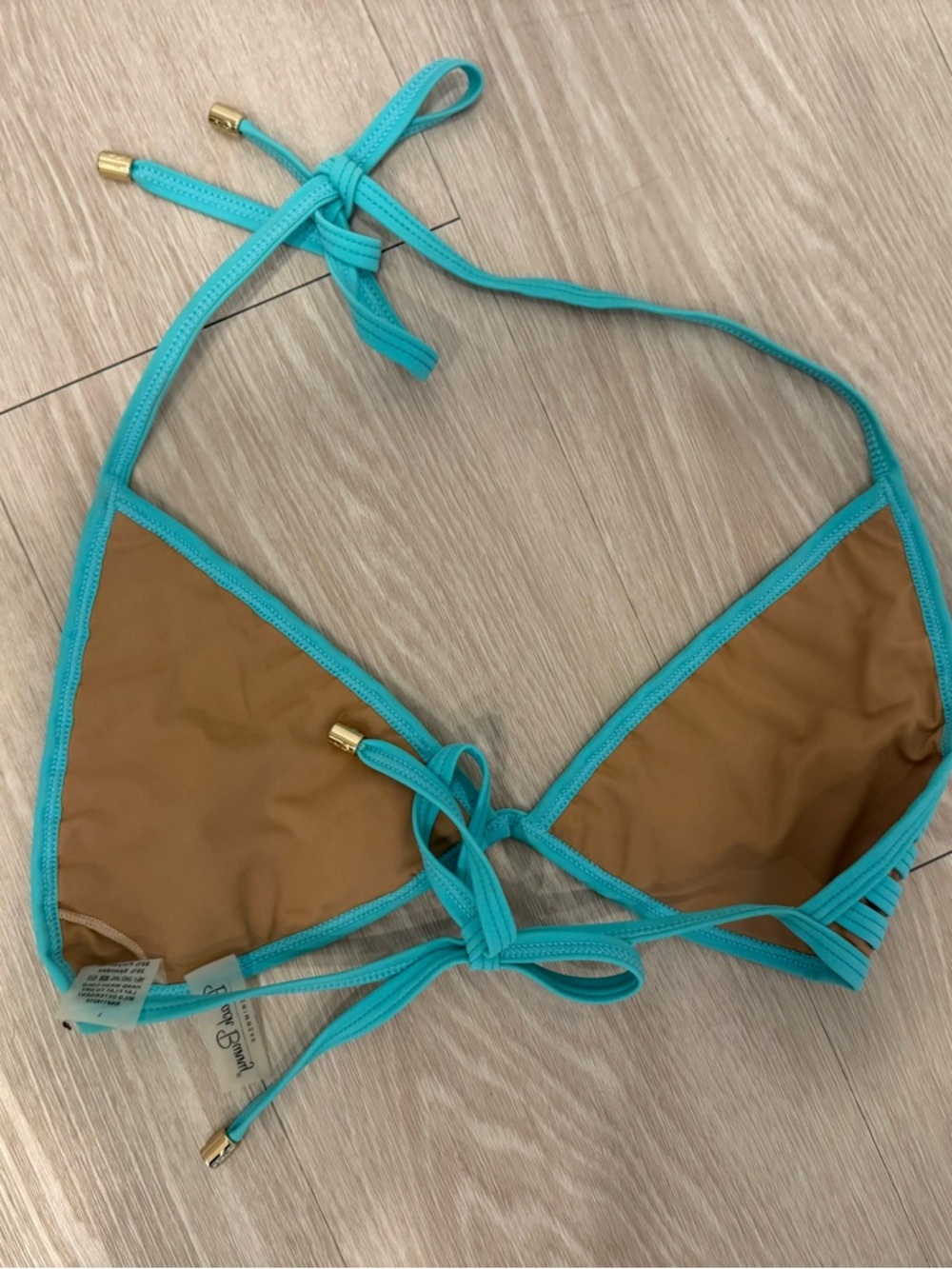 Beach Bunny Turquoise Strappy Triangle Bikini Top - Picture 2 of 3
